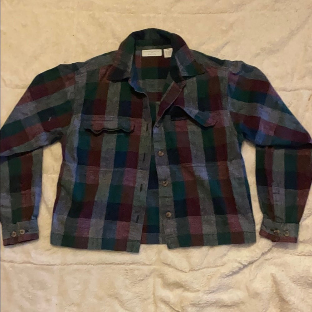 Denim/Red/Green Jean Jacket Crop